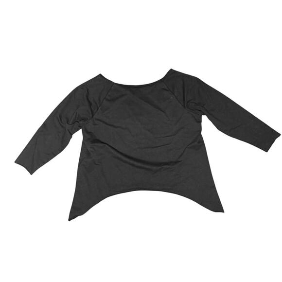 LANE BRYANT BLACK OFF THE SHOULDER SHARK BITE HEM SWEAT SHIRT SIZE 14/16 - Picture 3 of 3